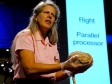 woman holding brain lecturing