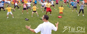 group tai chi on a a field