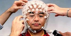 monk's head with electrodes attached